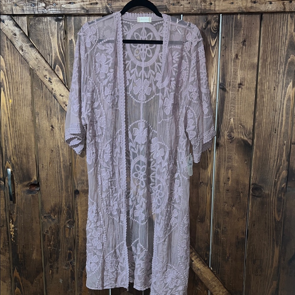 Altar'd State Dusty Rose Lace Duster Kimono